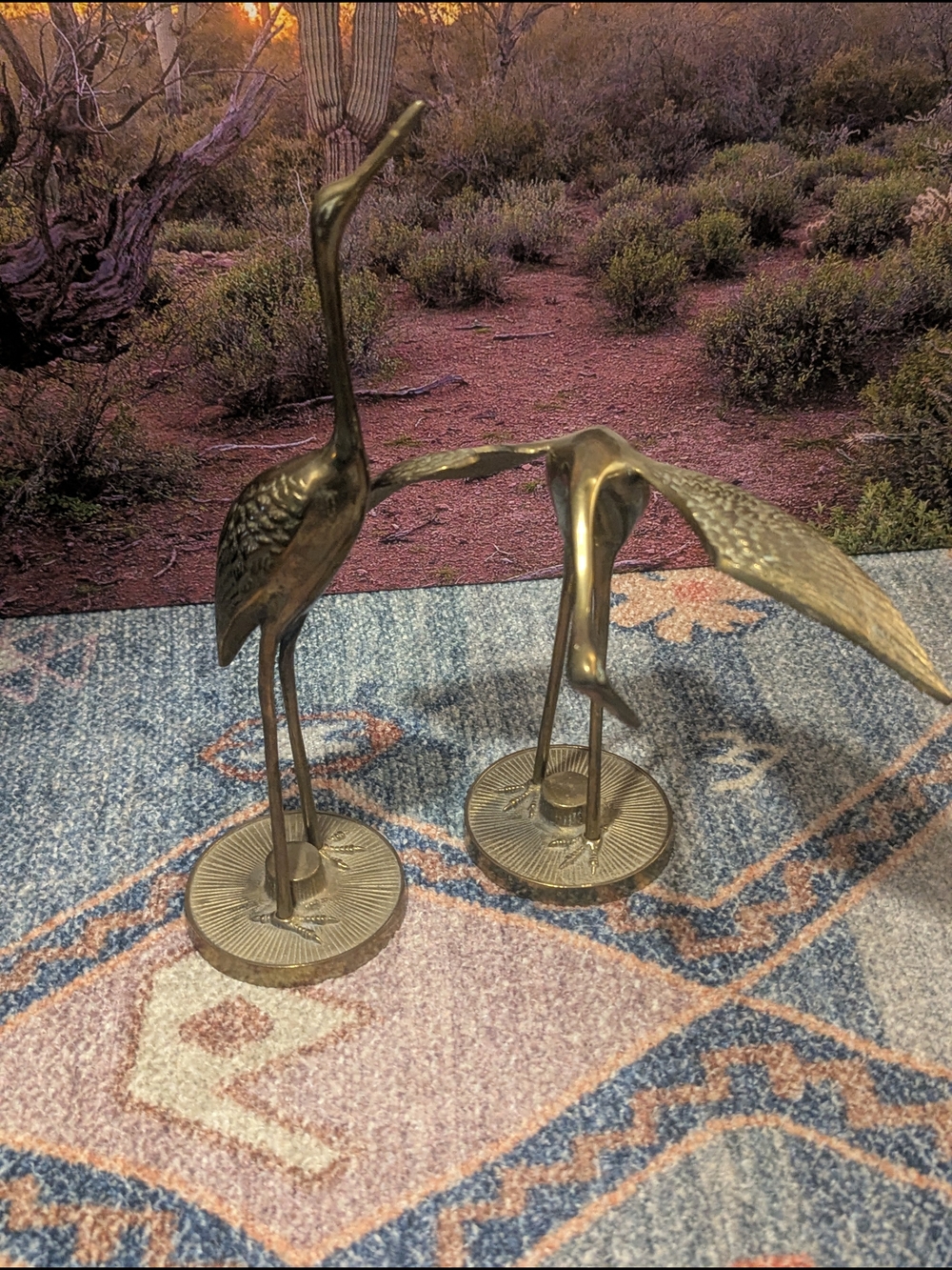 Brass Crane/ Heron Like Bird Figurine-Pair - Picture 3 of 11